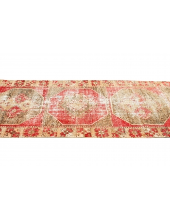 Distressed Vintage Anatolian Runner Rug - 3`3