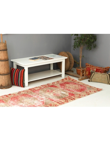 Distressed Vintage Anatolian Runner Rug - 3`3