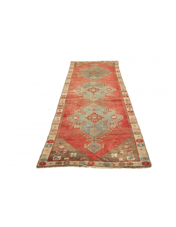 Vintage Decorative Turkish Runner Rug - 3`10