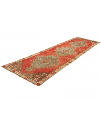 Vintage Decorative Turkish Runner Rug - 3`10