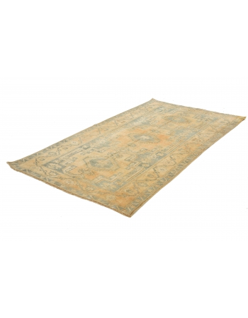 Vintage Washed Out Wool Rug - 4`10