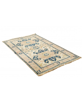 Washed Out Vintage Caucasian Rug - 4`2