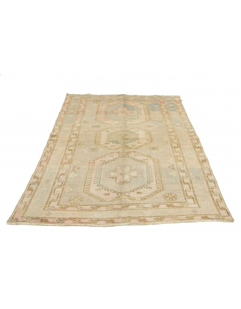 Washed Out Vintage Caucasian Rug - 4`4