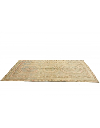 Washed Out Vintage Caucasian Rug - 4`4