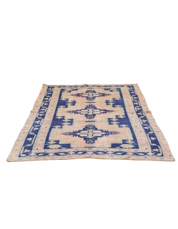 Decorative Vintage Caucasian Wool Rug - 5`0