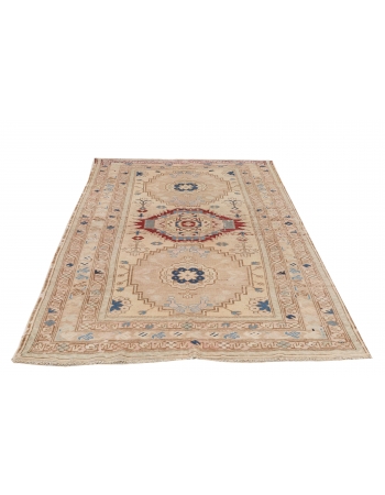Vintage Washed Out Caucasian Rug - 4`8