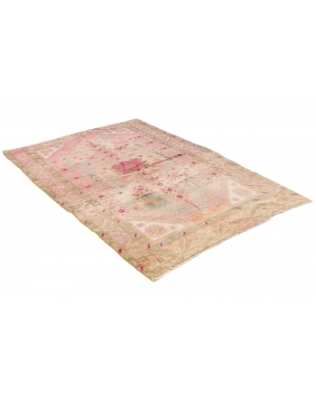 Washed Out Vintage Caucasian Rug - 5`0
