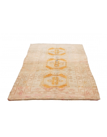 Washed Out Vintage Caucasian Rug - 4`2