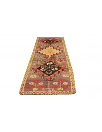 Vintage Colorful Kilim Runner - 2`11