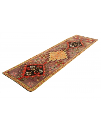 Vintage Colorful Kilim Runner - 2`11