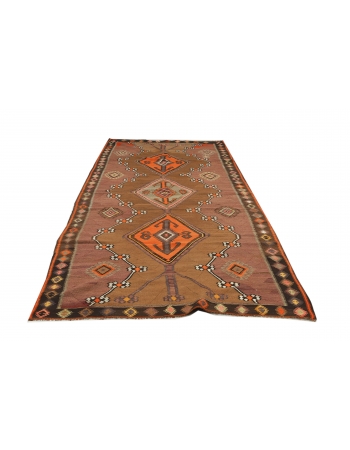 Vintage Turkish Kars Kilim Rug - 4`10