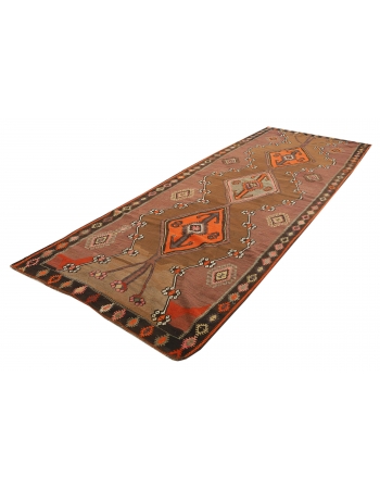 Vintage Turkish Kars Kilim Rug - 4`10