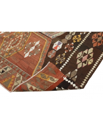 Unique Vintage Turkish Kars Kilim Rug - 5`3