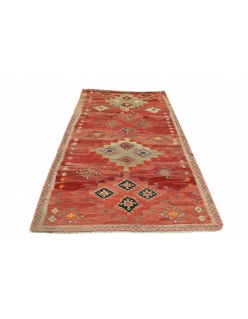 Vintage Turkish Kars Kilim Rug - 4`6