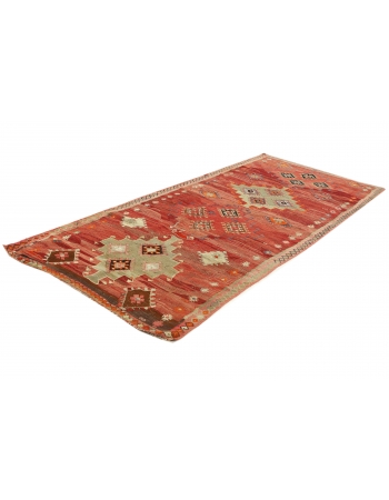 Vintage Turkish Kars Kilim Rug - 4`6