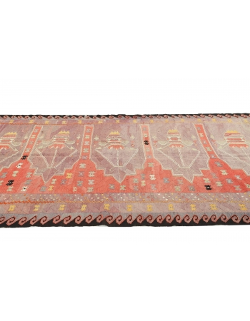 Unique Vintage Turkish Kars Kilim Rug - 4`10