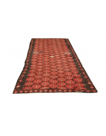 Red & Brown Vintage Kilim Rug - 4`3