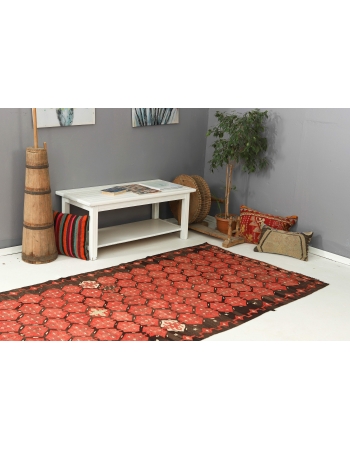 Red & Brown Vintage Kilim Rug - 4`3