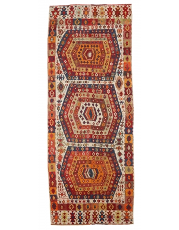 Antique Turkish Aydın Kilim Rug - 5`5" x 14`9"