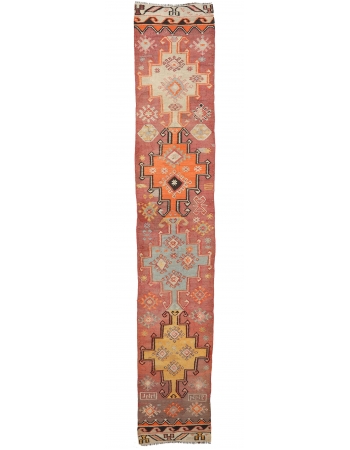 Decorative Vintage Turkish Kilim Runner - 2`1" x 11`10"