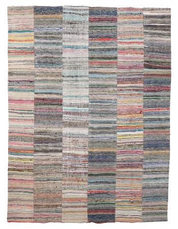 Decorative Vintage Turkish Rag Rug - 8`11" x 11`10"