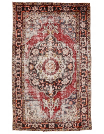 Distressed Vintage Turkish Konya Rug - 6`0