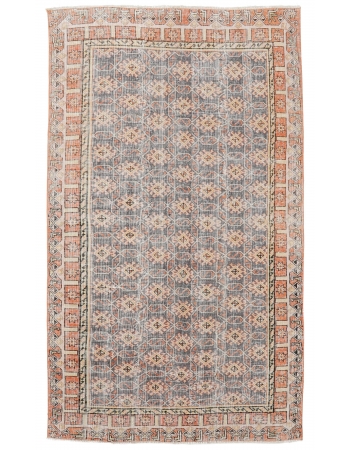 Distressed Vintage Turkish Oushak Rug - 4`8" x 7`11"