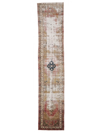 Distressed Vintage Turkish Runner Rug - 3`0" x 15`1"