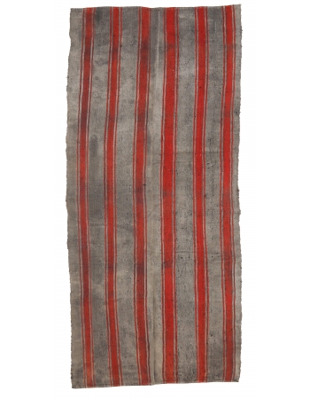 Gray & Red Striped Vintage Kilim Rug - 4`3" x 10`1"