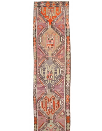 Long Colorful Vintage Kilim Runner - 4`0" x 19`4"