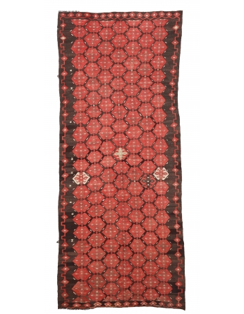 Red & Brown Vintage Kilim Rug - 4`3