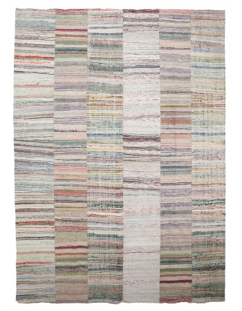 Striped Vintage Turkish Rag Rug - 10`1" x 14`1"