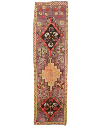 Vintage Colorful Kilim Runner - 2`11