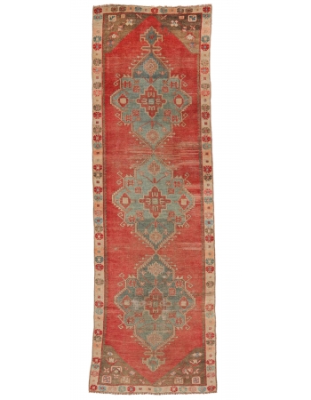 Vintage Decorative Turkish Runner Rug - 3`10