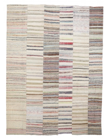 Vintage Striped Large Turkish Rag Rug - 9`2" x 12`6"