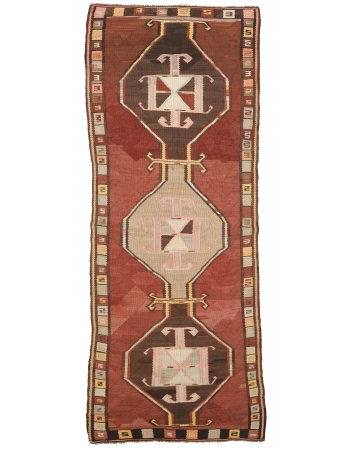 Vintage Turkish Decorative Kilim Rug - 4`4" x 11`11"