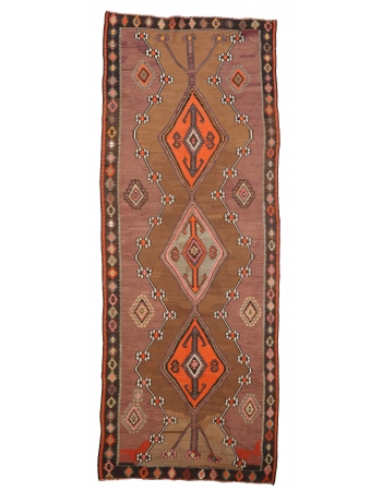 Vintage Turkish Kars Kilim Rug - 4`10