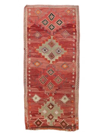 Vintage Turkish Kars Kilim Rug - 4`6