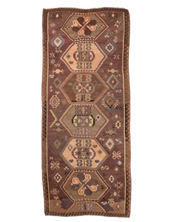 Vintage Turkish Kars Kilim Rug - 5`9" x 12`9"