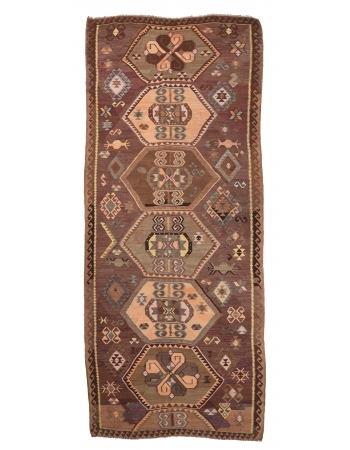 Vintage Turkish Kars Kilim Rug - 5`9