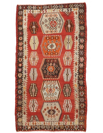 Vintage Unique Turkish Kilim Rug - 5`1