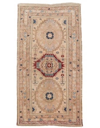 Vintage Washed Out Caucasian Rug - 4`8" x 8`4"