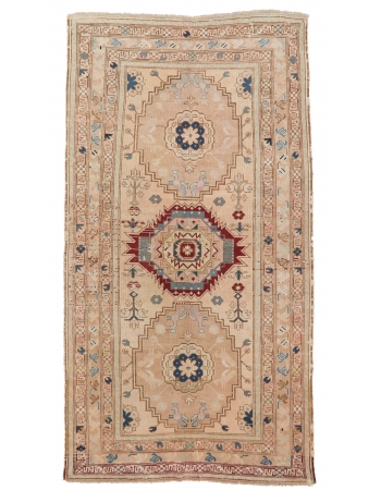 Vintage Washed Out Caucasian Rug - 4`8