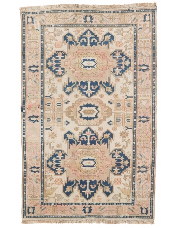 Washed Out Vintage Caucasian Rug - 4`2