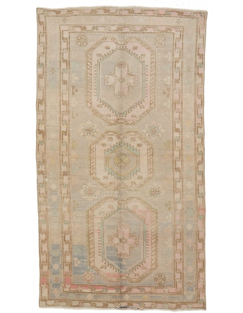 Washed Out Vintage Caucasian Rug - 4`4" x 8`0"