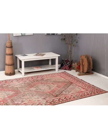 Distressed Antique Khotan Wool Rug - 5`7