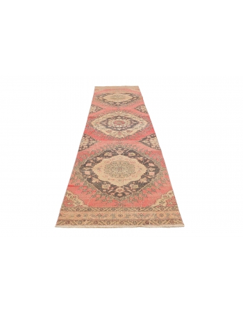 Vintage Decorative Turkish Runner Rug - 3`1