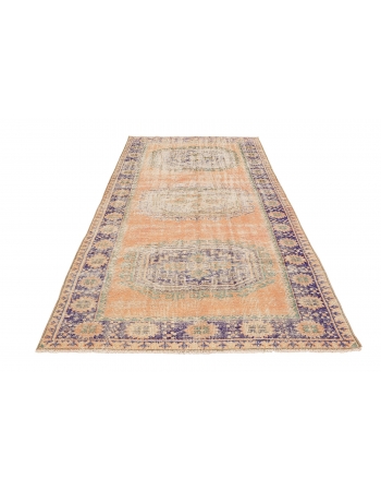 Distressed Vintage Turkish Oushak Rug - 4`11