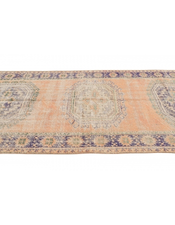 Distressed Vintage Turkish Oushak Rug - 4`11