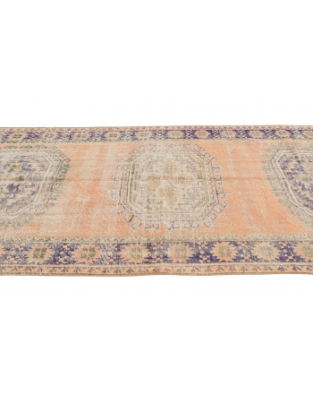 Distressed Vintage Turkish Oushak Rug - 4`11